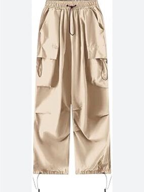 LOFT women or man Tan Cargo Pants with Drawcord Waist